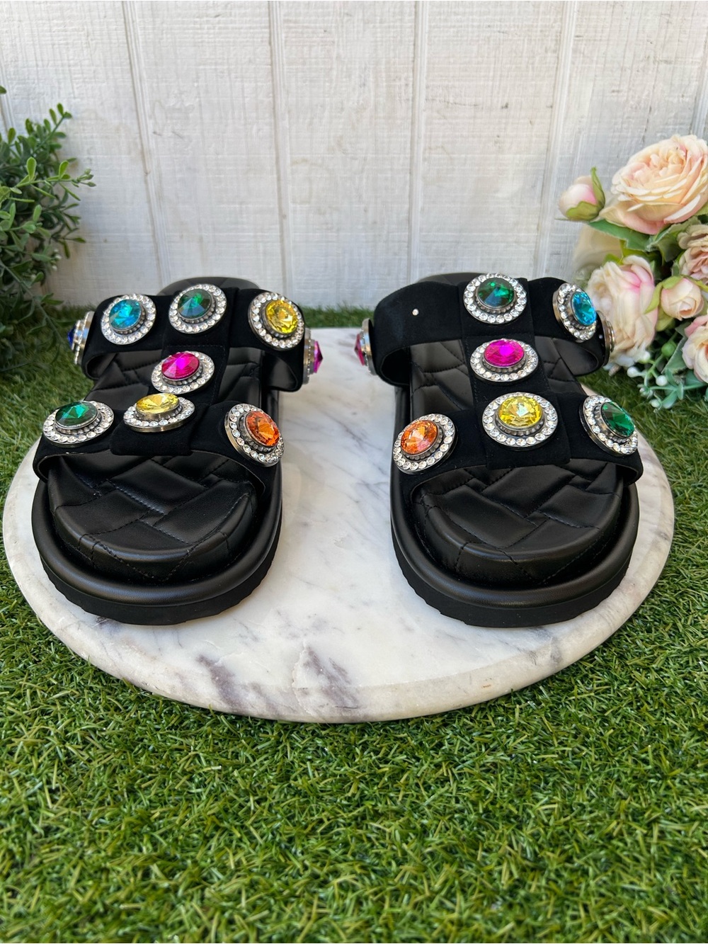 KURT GEIGER LONDON ORSON CRYSTAL SANDAL black 
$150  size 41 US 10.5 new /no box - Picture 9 of 16